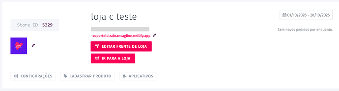 Botão Editar frente de loja na página inicial do painel