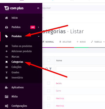 Ícone de categoria de produto do painel